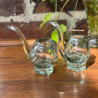 Lot de 2 verres à cognac vintage soufflés à la main – Sippers en verre transparent