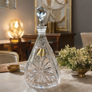 Carafe vintage en cristal de Bavière décor marguerites – RFA
