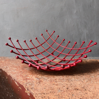 Corbeille à fruits Space Age IKEA rouge – années 90
