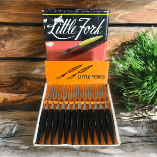 Coffret vintage de 12 petites fourchettes apéritif ou escargots Little Forks
