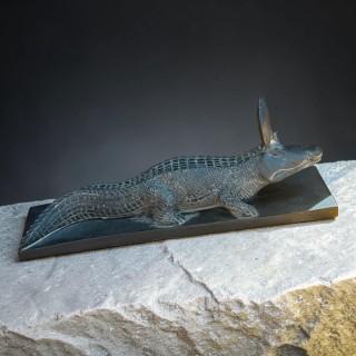Statuette du dieu Sobek en résine noire – Égypte antique