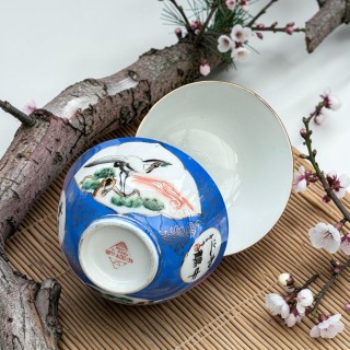 Bols à riz en porcelaine de Chine décorés de grues