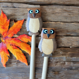 Crayon en bois décoré d'une chouette