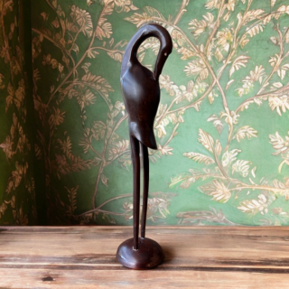 Échassier en bois massif sculpté à la main, décoration vintage