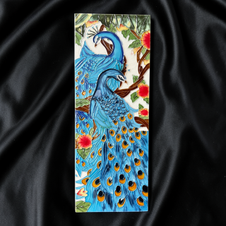 Carreau mural en céramique émaillage cloisonné – 2 paons – Milford Collection