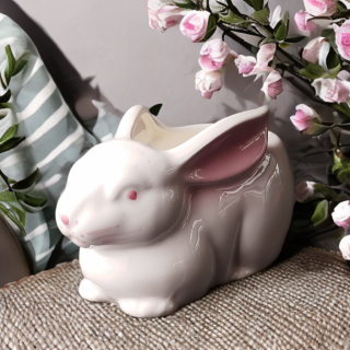 Pot en céramique lapin blanc