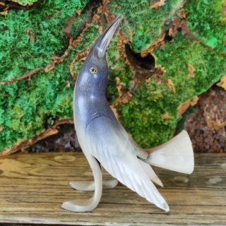 Oiseau tête levée en corne de bovin
