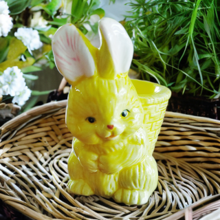 Coquetier lapin jaune en céramique