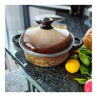 Casserole émail décor fleurs