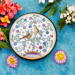 Petite coupelle Ceraplat faïence peinte main oiseaux fleurs – céramique espagnole
