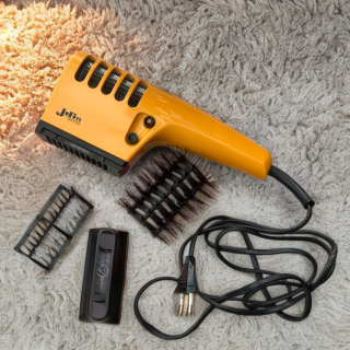 Sèche-cheveux vintage orange Space Age Joron Electron avec accessoires – Allemagne années 70